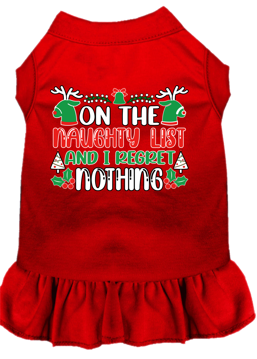 I Regret Nothing Screen Print Dog Dress Red Size XXL